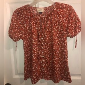 - XS short sleeve thin breathable 100% cotton button up front, ditsy flora…